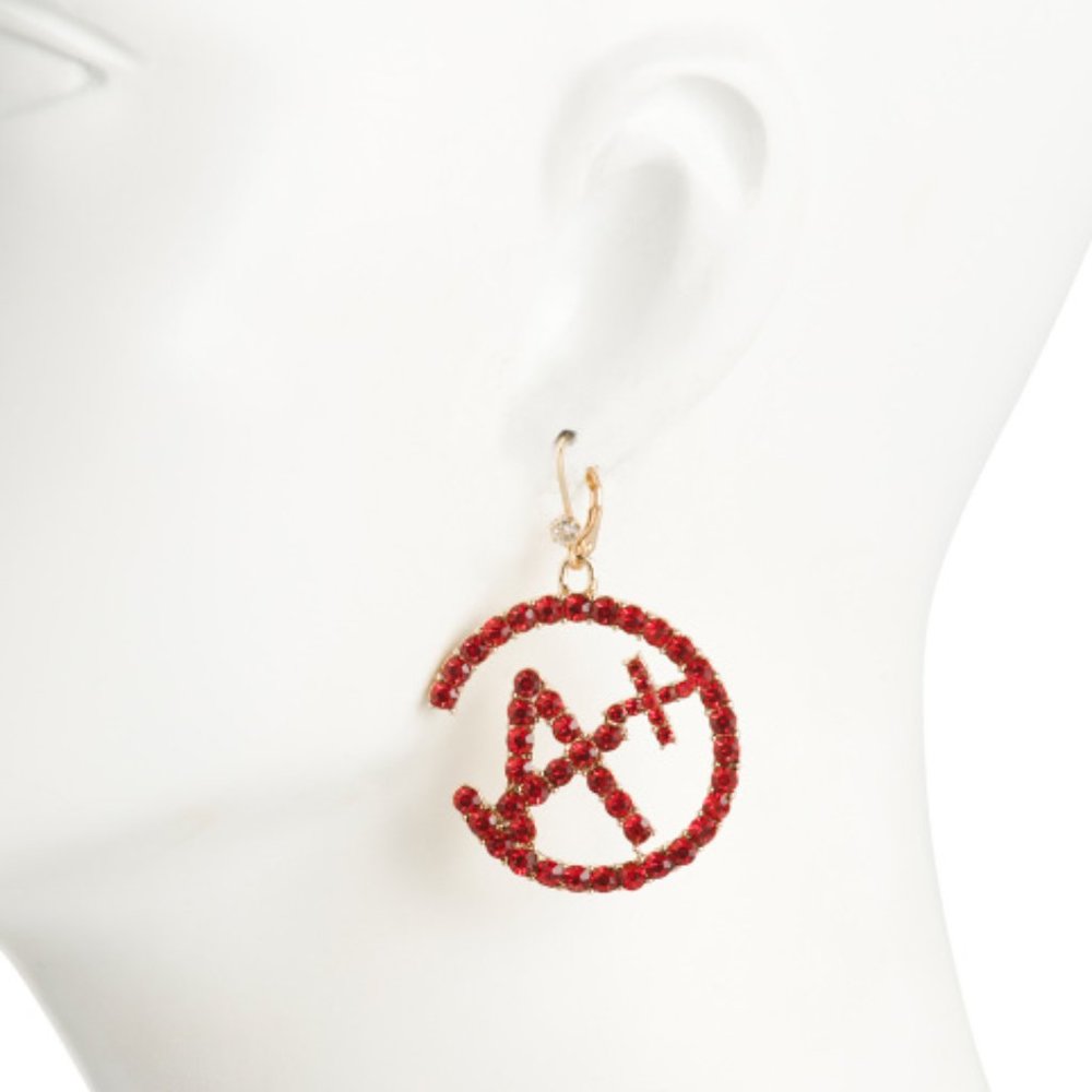 BETSEY JOHNSON Red Crystal A Plus Drop Dangle Earrings Gold Teacher Student BJ17